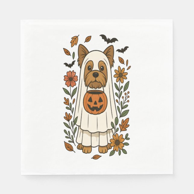 Guardanapo De Papel Halloween Yorkshire Terrier Flowers Halloween (Frente)