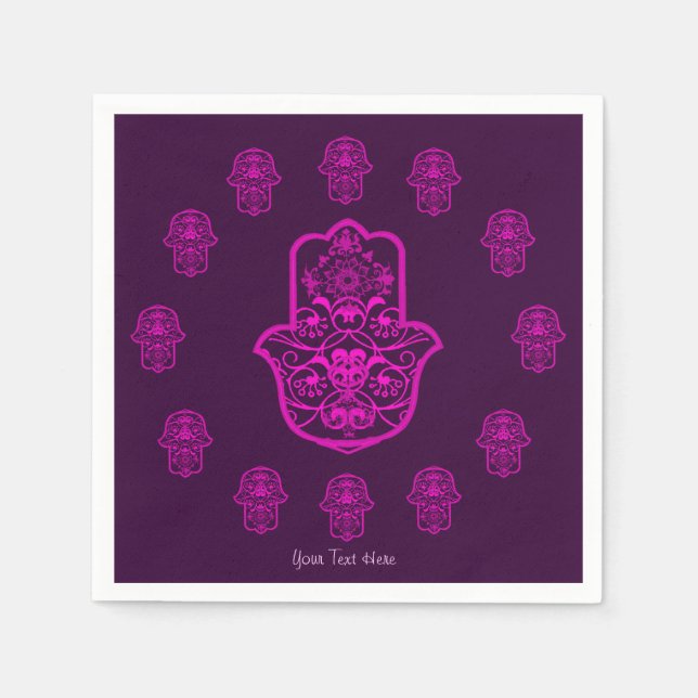 Guardanapo De Papel Hamsa Floral (Rosa) (Frente)
