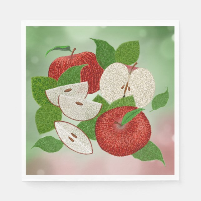 Guardanapo De Papel Hand-Drawn Apple Napkins – Rustic Charm Tableware (Frente)