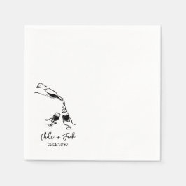 Guardanapo De Papel Hand Drawn Champagne Tower Glass Wedding Napkins