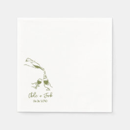 Guardanapo De Papel Hand Drawn Champagne Tower Glass Wedding Napkins