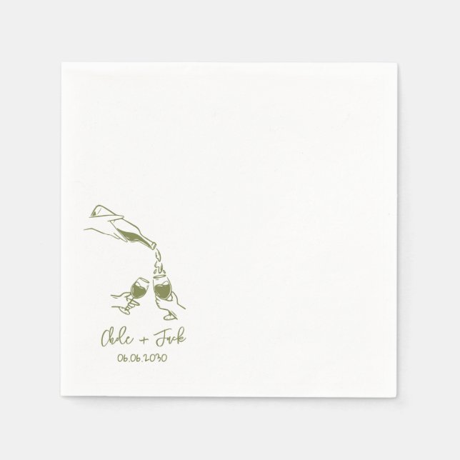 Guardanapo De Papel Hand Drawn Champagne Tower Glass Wedding Napkins (Frente)