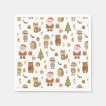 Hand Drawn Christmas Woodland Napkins