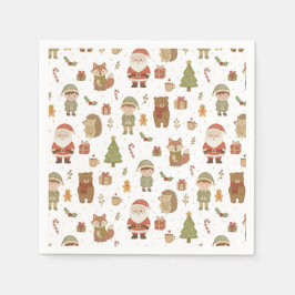 Guardanapo De Papel Hand Drawn Christmas Woodland Napkins