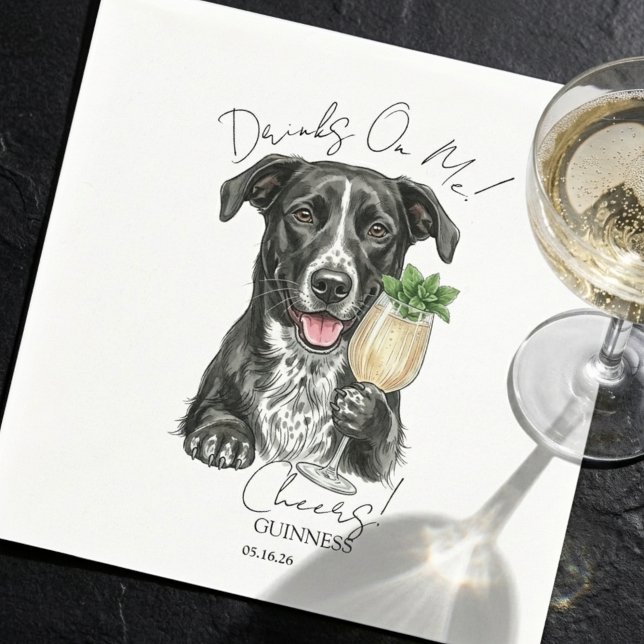 Guardanapo De Papel Hand Drawn Dog Portrait Signature Drink  (Hand Drawn Dog Portrait Signature Drink Napkins)