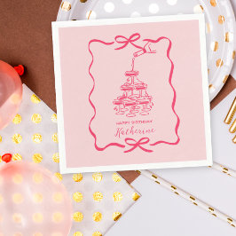Guardanapo De Papel Hand Drawn Doodles Pink Champagne Tower Birthday