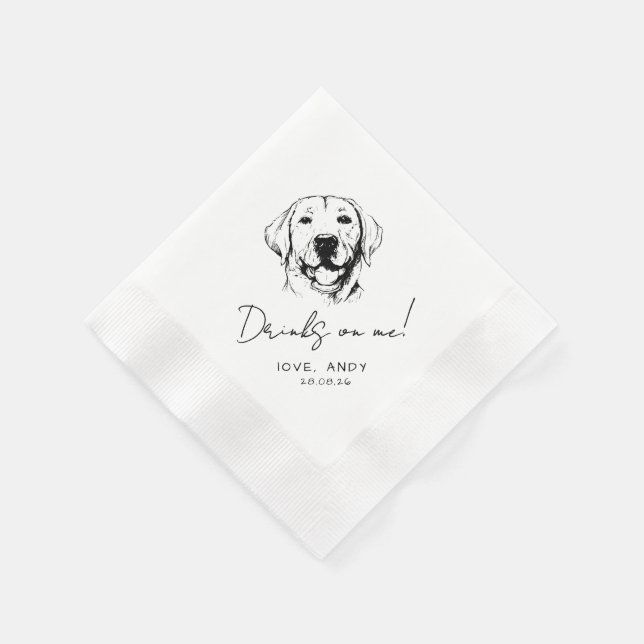 Guardanapo De Papel Hand Drawn labrador retrieve Drinks on me Cocktail (Canto)