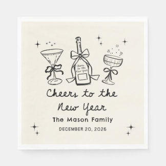Guardanapo De Papel Hand Drawn New Year's Eve Party Napkins