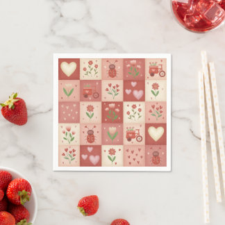 Guardanapo De Papel Hand Drawn Sweet Patchwork Pattern - Napkins