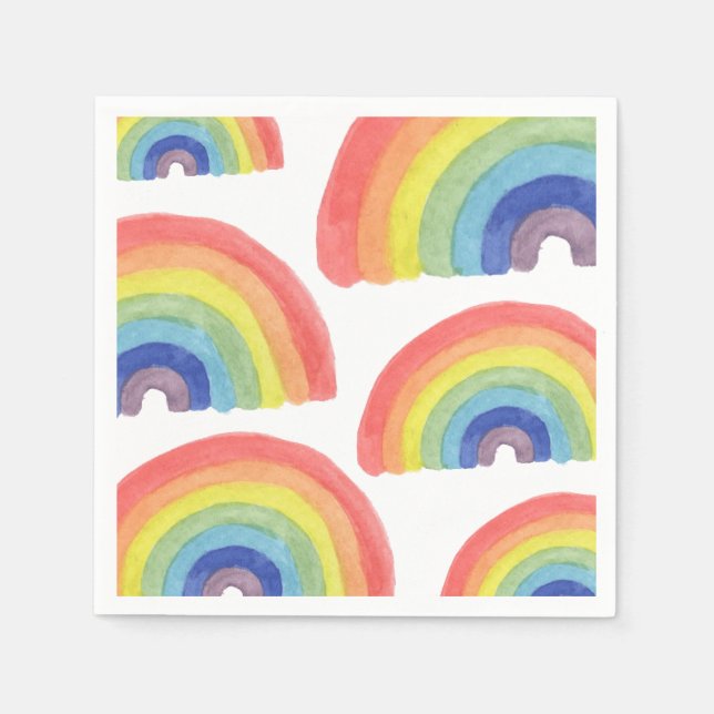 Guardanapo De Papel Hand Painted Rainbow Napkins (Frente)