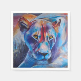 Guardanapo De Papel Hand Painted Wild Cat Portrait