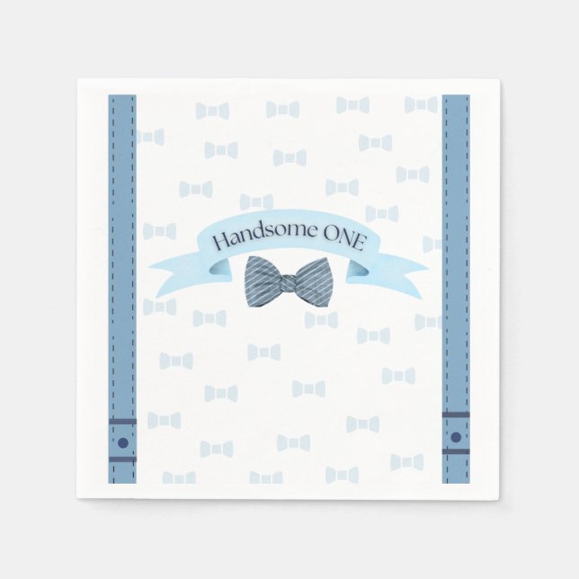 Guardanapo De Papel Handsome One Baby Boy First Birthday Party Napkins (Frente)