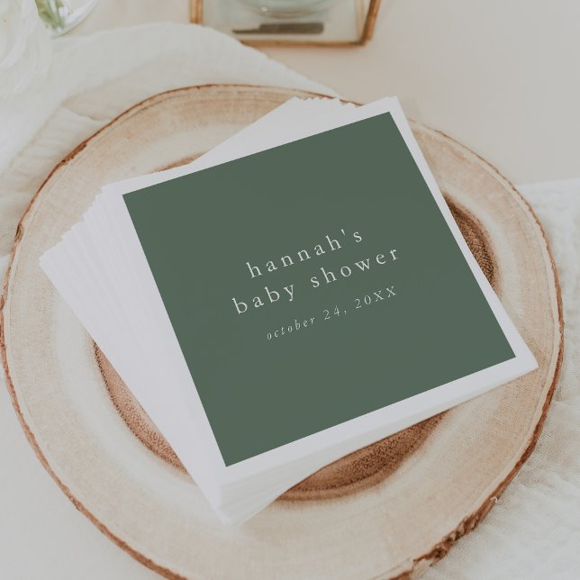 Guardanapo De Papel HANNAH Sage Green Rustic Simple Chá de fraldas (HANNAH Sage Green Rustic Simple Baby Shower Napkins)