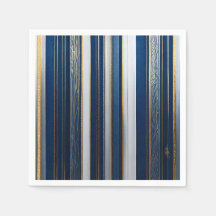 Hanukkah Blues Stripes Azul Branco Dourado