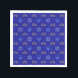 Guardanapo De Papel Hanukkah Dourada Dreidel Star de David Menorah<br><div class="desc">Celebre Hanukkah ao estilo com esses guardanapos incríveis! Nossos guardanapos de Chanucá apresentam um belo design com um Dreidel dourado, Estrela de David, e Menorah sobre um fundo azul vibrante. Eles são perfeitos para adicionar um toque de elegância à sua mesa de férias e criar uma atmosfera festiva para a...</div>