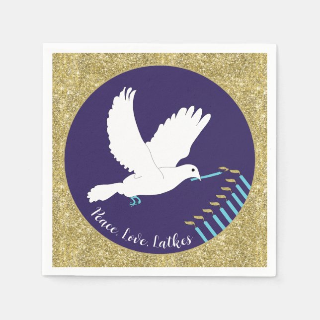 Guardanapo De Papel Hanukkah Dove Menorah Design (Frente)