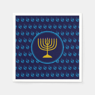 Guardanapo De Papel HANUKKAH   Dreidel Menorah BLUE Paper