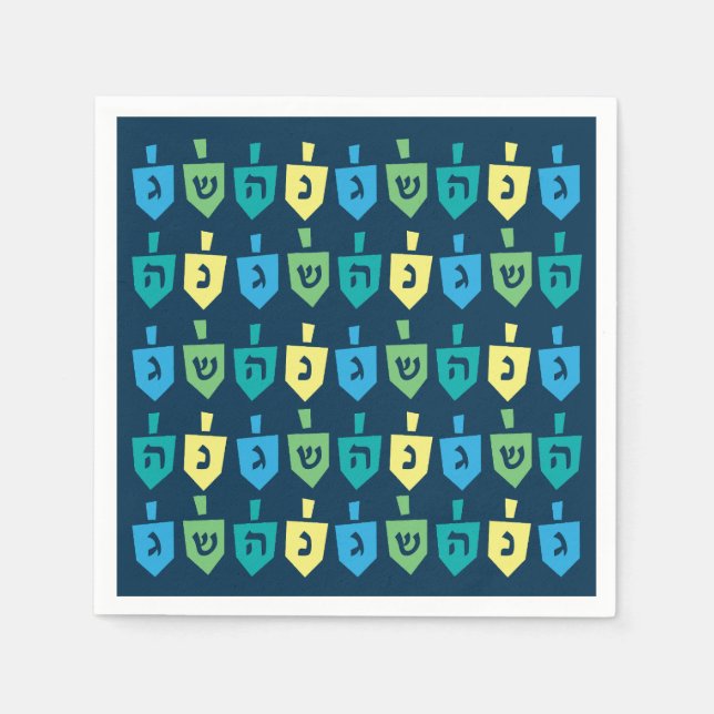 Guardanapo De Papel Hanukkah Dreidel Party Napkins (Frente)