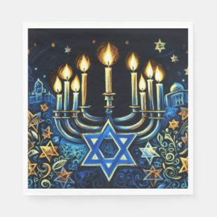 Guardanapo De Papel Hanukkah Gift Menorah Pastel Draing