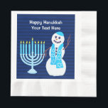 Guardanapo De Papel Hanukkah Jewish Snowman E Blue Menorah Large<br><div class="desc">Feliz Hanukkah personalizado Os guardanapos de papel do almoço são apropriados para as comemorações do almoço e do janto. Procure no meu compro decorações de festas, pratos, corredores de mesa e muito mais. Este sorridente boneco de neve em sua Estrela Azul de David cachecol e Menorah azul irá disparar seu...</div>