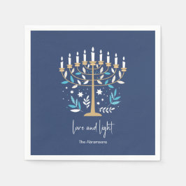 Guardanapo De Papel Hanukkah Love & Light Floral Menorah
