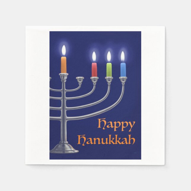 Guardanapo De Papel "Hanukkah Menorah." Napkins (Frente)