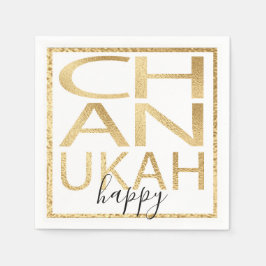 Guardanapo De Papel Hanukkah Napkin Personaliza Chanukah Happy Dourado