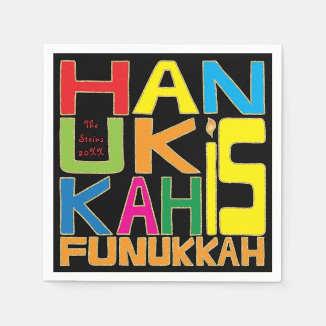 Guardanapo De Papel Hanukkah Napkin Personaliza "Hanukkah É Funukkah" (Frente)