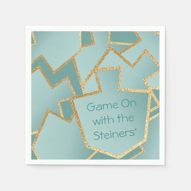 Guardanapo De Papel Hanukkah Napkin Personaliza Nova Turquesa Elegante (Frente)