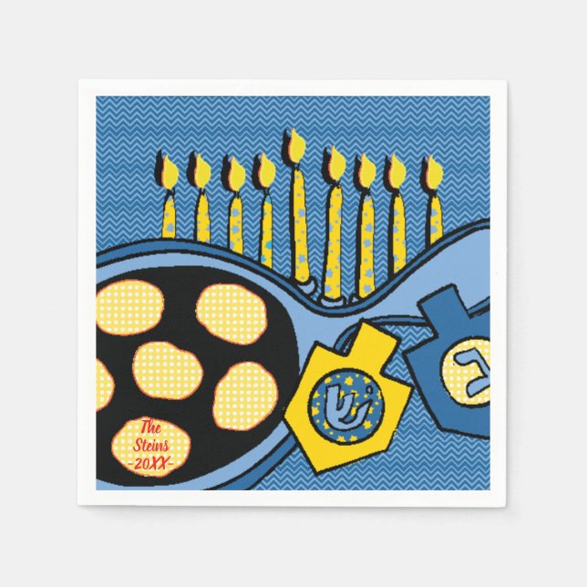 Guardanapo De Papel Hanukkah Napkins Personaliza "Latkes & Lights" (Frente)