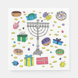 Guardanapo De Papel Hanukkah Pattern White