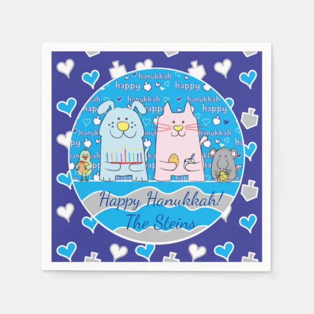 Guardanapo De Papel Hanukkah Pets Napkins Personaliza (Frente)