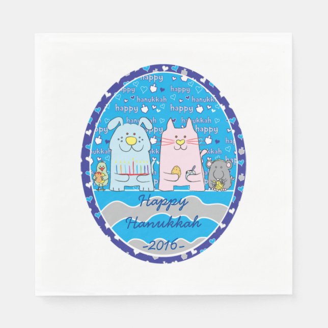 Guardanapo De Papel Hanukkah Pets Napkins Tamanho Padrão (Frente)
