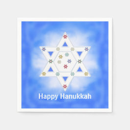 Guardanapo De Papel Hanukkah Star e Snowflakes Blue