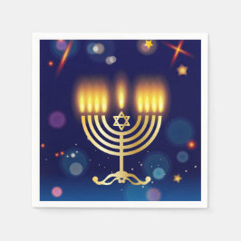 Guardanapo De Papel Hanukkiah Feliz Hanukkah Menorá Judaica Dourada