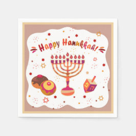Guardanapo De Papel Hanukkiah Feliz Hanukkah Menorá Judaica Dourada