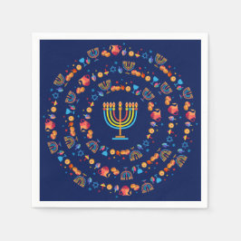 Guardanapo De Papel Hanukkiah Feliz Hanukkah Menorah dreidel judaico