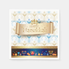 Guardanapo De Papel Hanukkiah Happy Hanukkah Jewish dreidel Menorah