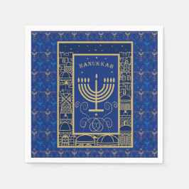 Guardanapo De Papel Hanukkiah Happy Hanukkah Jewish dreidel Menorah