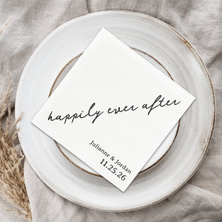 Guardanapo De Papel Happily Ever After Scribble Cursive Custom Wedding