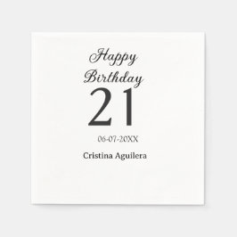Guardanapo De Papel Happy 21st birthday bold letter simple name minima