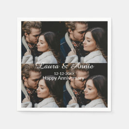 Guardanapo De Papel Happy anniversary photo collage name date simple w