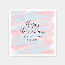 Guardanapo De Papel Happy anniversary wedding name date year pastel