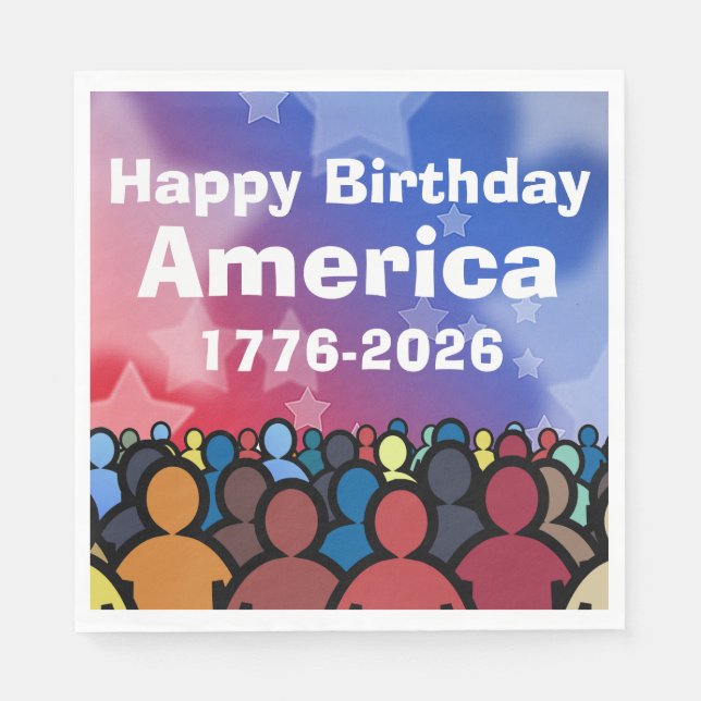 Guardanapo De Papel Happy Birthday America 1776 to 2026 (Frente)