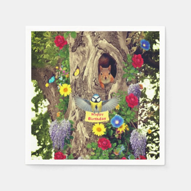 Guardanapo De Papel Happy Birthday Beautiful Nature Paper Napkins  (Frente)