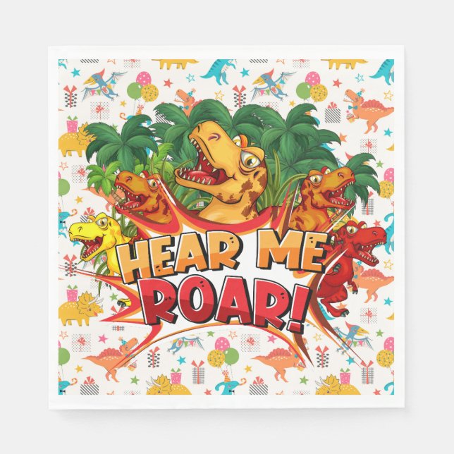 Guardanapo De Papel Happy Birthday Dinosaur  (Frente)