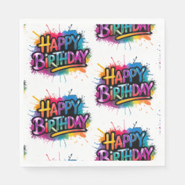 Guardanapo De Papel Happy Birthday Graffiti Pink Paper Napkin