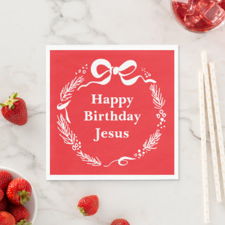Guardanapo De Papel Happy Birthday Jesus | Hand Drawn Bow Christmas