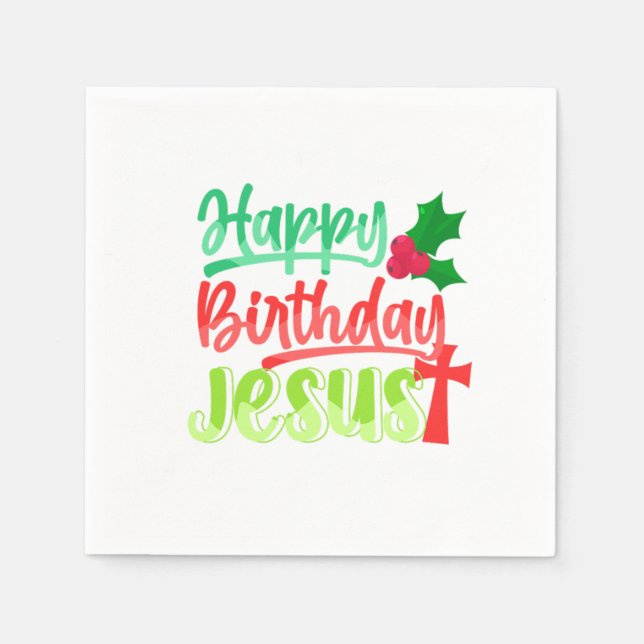 Guardanapo De Papel Happy Birthday Jesus Xmas Merry Christmas Gift (Frente)