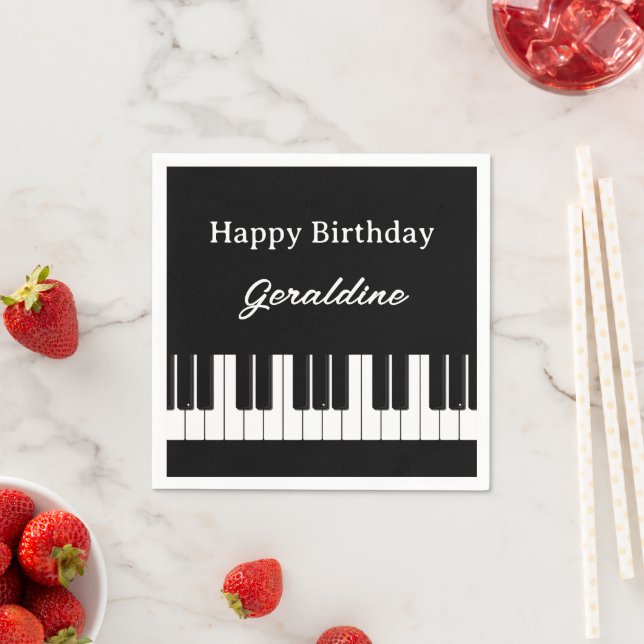 Guardanapo De Papel Happy Birthday Piano Player Personalised (Insitu)